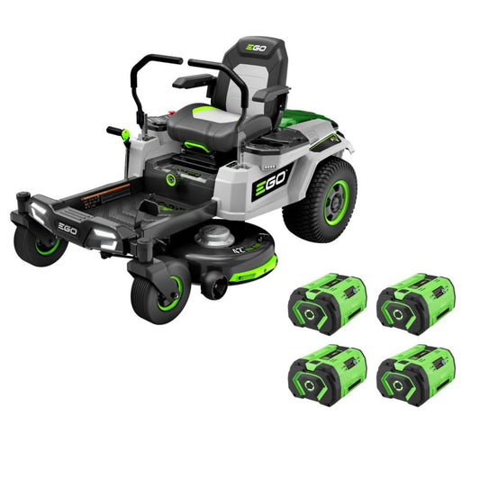 EGO Power+ Electric Riding Lawn Mower, 42" Deck with Zero Turn Radius, Includes (4) 56V 10.0Ah Batteries and Charger - ZT4204L