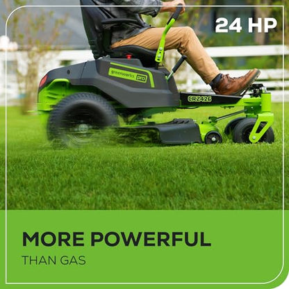 Greenworks 60V 42” Cordless Electric CrossoverZ Zero Turn Riding Mower, (4) 8.0Ah Batteries and (2) Dual Port Turbo Chargers
